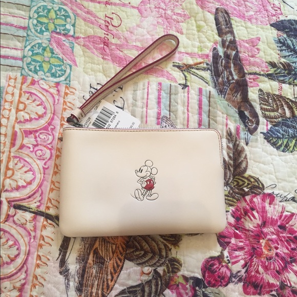 Coach Handbags - Coach Mickey Mouse Leather Corner Zip Wristlet NWT